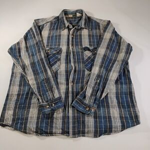 Wear Guard Men's XL Blue Plaid 100% Cotton Long Sleeve Button Up Shirt